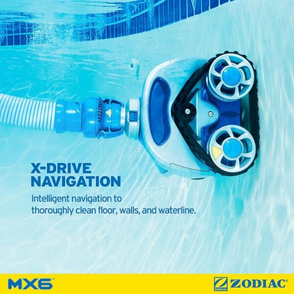 จักรราศี MX6เครื่องดูดฝุ่น Alat kolam ด้านข้างอัตโนมัติสำหรับสระน้ำในดิน