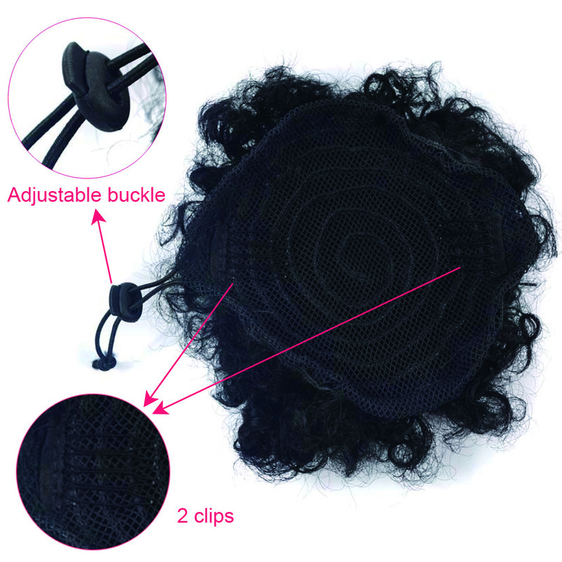 Extensión de cola de caballo Afro Puff con cordón para mujeres negras, Pelo Rizado Afro sintético, bollos con Clip, coleta con cordón, 8 pulgadas