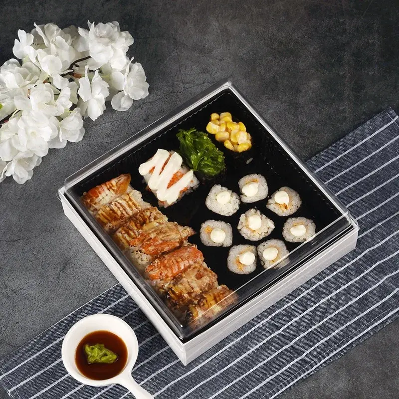 Kotak kemasan Sushi plastik produk kustom hadiah kotak kemasan Sushi Takeout Jepang Sashimi