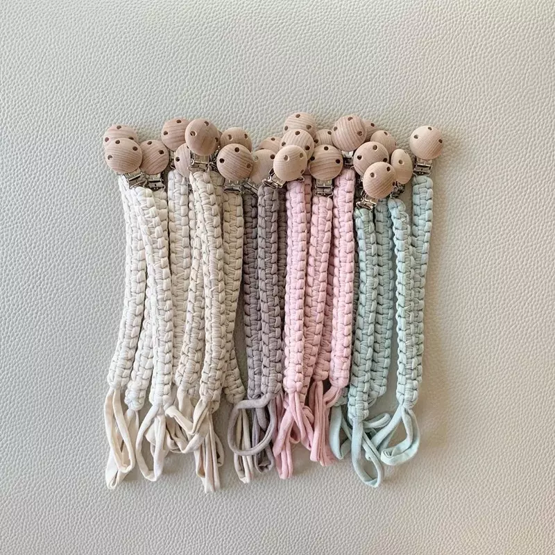 Klip Dot Bayi Rantai Buatan Tangan Crochet Baru Lahir Anti-Drop Rantai Penenang Puting Dummy Pemegang Klip