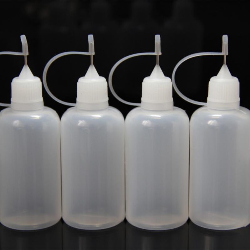 Garrafas plásticas aplicadoras de ponta de precisão, garrafas de agulha para cola artesanal álcool, mini funis, 5ml-120ml