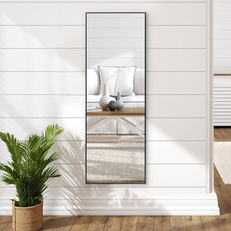 Espejo de cuerpo completo con soporte para dormitorio, mueble de sala de estar, color negro, 22x59, envío gratis
