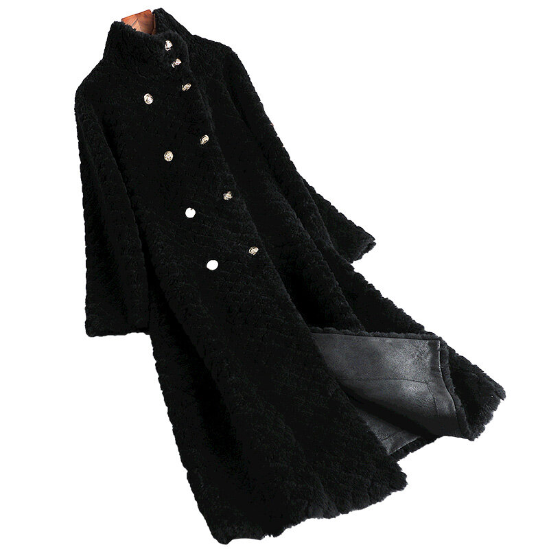 AYUNSUE giacca lunga tosatura di pecora donna nuovo cappotto invernale 100% giacche di lana per le donne cappotto di pelliccia stile coreano Abrigo Mujer SGG1113