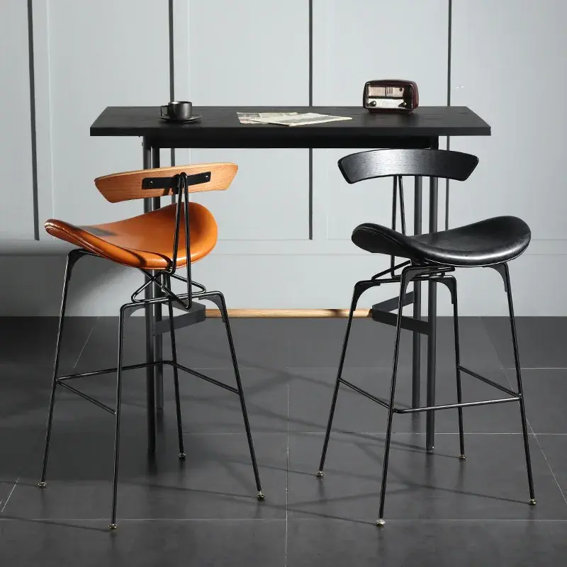 Silla de bar con respaldo retro nórdico personalizado, silla de bar para el hogar, taburete alto simple, taburete de bar, DD9002-530
