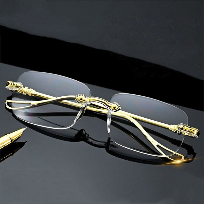 Gli anziani occhiali da presbiopia HD di alta qualità con taglio a diamante occhiali da lettura ultraleggeri senza cornice 2024