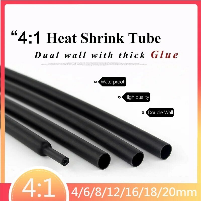 4:1 4/6/8/12/16/18/20/24/32/40/52/72mm Diameter Heat Shrink Heatshrink Tubing Wrap Wire Tube with Glue Tube Sleeving