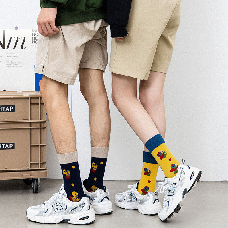 Мужские и женские парные компактные прядильные новые модные цифровые носки средней длины siro