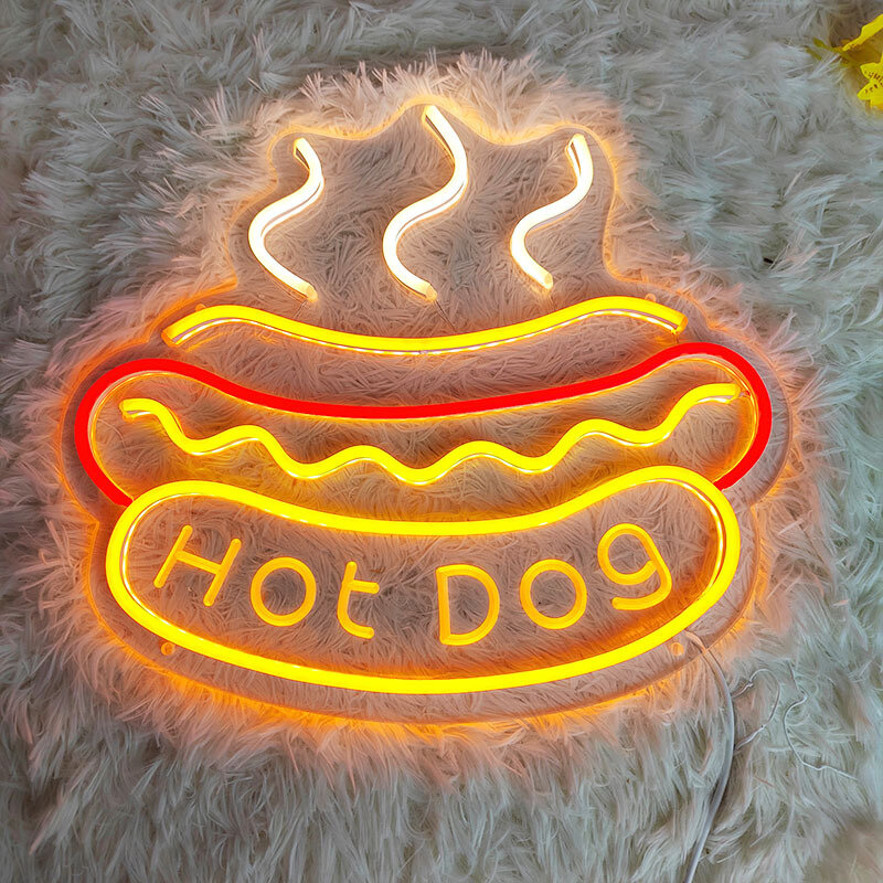 Hot Dog znak Neon LED Hot Dog lampa neonowa znaki LED dekoracja jadalni ściana restauracja artystyczna sklep Fast Food nocna lampa piekarnicza