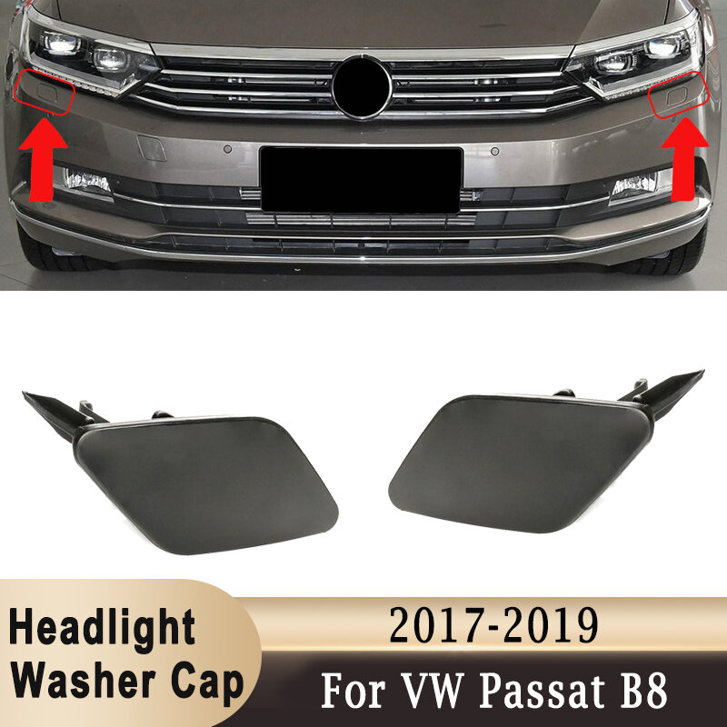Left & Right Front Bumper Headlight Washer Nozzle Spray Jet Cover Cap for VW Passat B8 2017 2018 2019 3G0807937A 3G0807938A