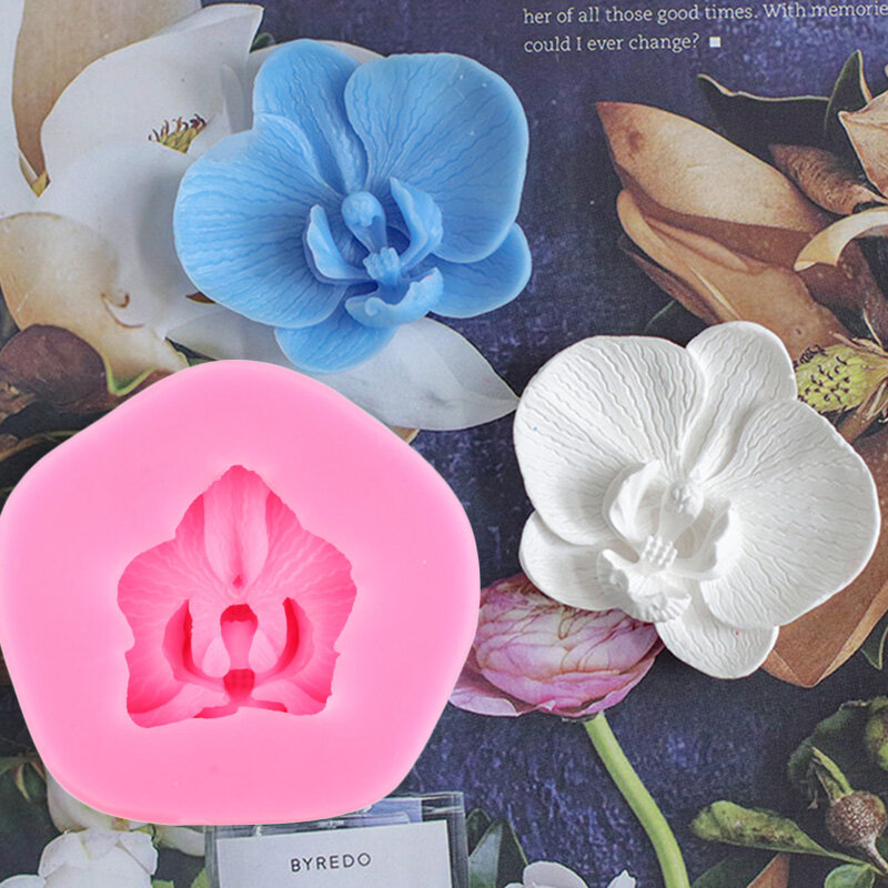 3D имитация орхидеи силиконовая форма роза цветок помадка форма фаленопсис свеча Мыло Конфеты Шоколад Торт Украшение Инструмент для выпечки