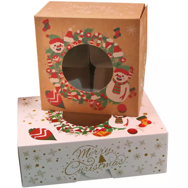 Christmas Baked Dessert Packaging Box, Adequado para Bolo de Copo, Biscoito, Pão, Doces, Muffin, Pequenos Presentes, Personalizado