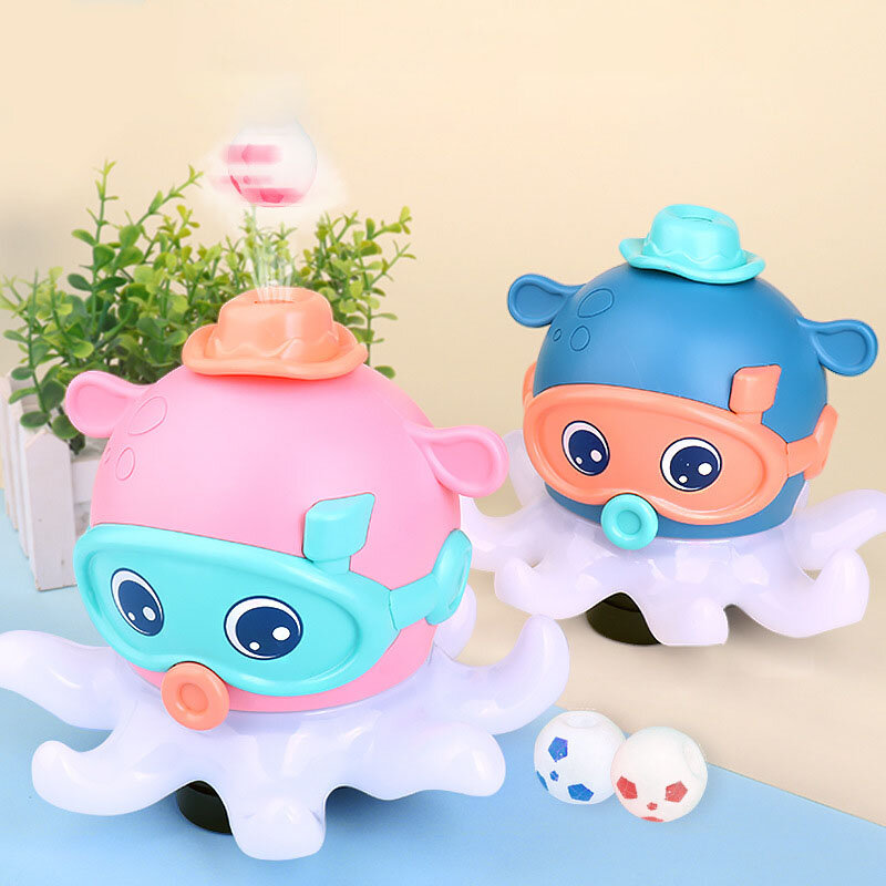 Cute Cartoon Octopus Blowing Ball Toy Electronic Pet Universal Walking With Light Music Interactive Toys for Kids Toddler Gifts
