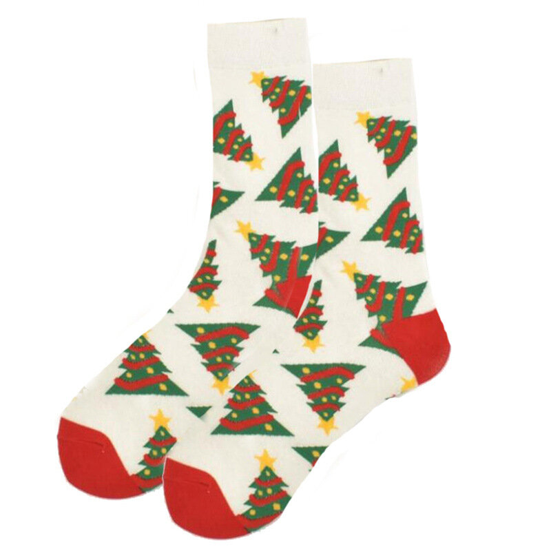 Novo natal meias feminino engraçado 2023 árvore de natal floco de neve papai noel elk neve algodão feliz meias men ano novo sokken