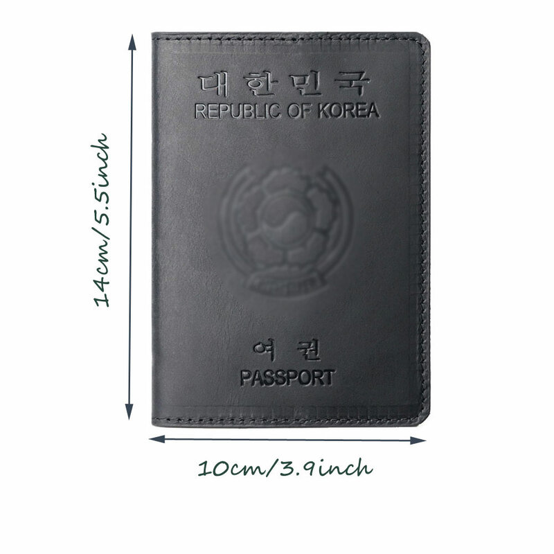 Porte-passeport en cuir avec nom gravé personnalisé, porte-passeport de voyage fait à la main, étui portefeuille, Corée du Sud