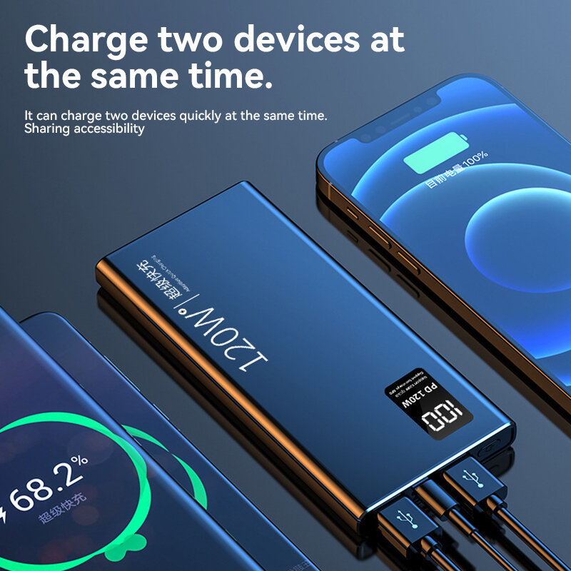 Xiaomi 50000mah Schnelllade-Power bank 120w Hochleistungs-Power bank tragbares Ladegerät für iPhone Samsung Huawei neu
