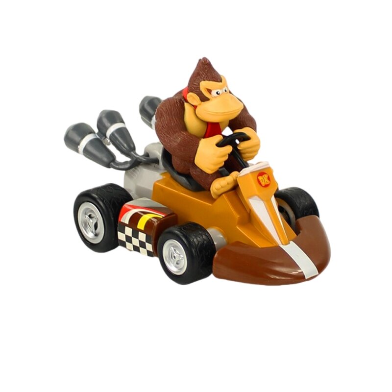Figuras de acción de Mario Pull Back Car para niños, Yoshi, Donkey Kong, Bowser, Luigi, Toad, Princesa Peach, juguetes, muñecas de juego de Anime, regalos para niños