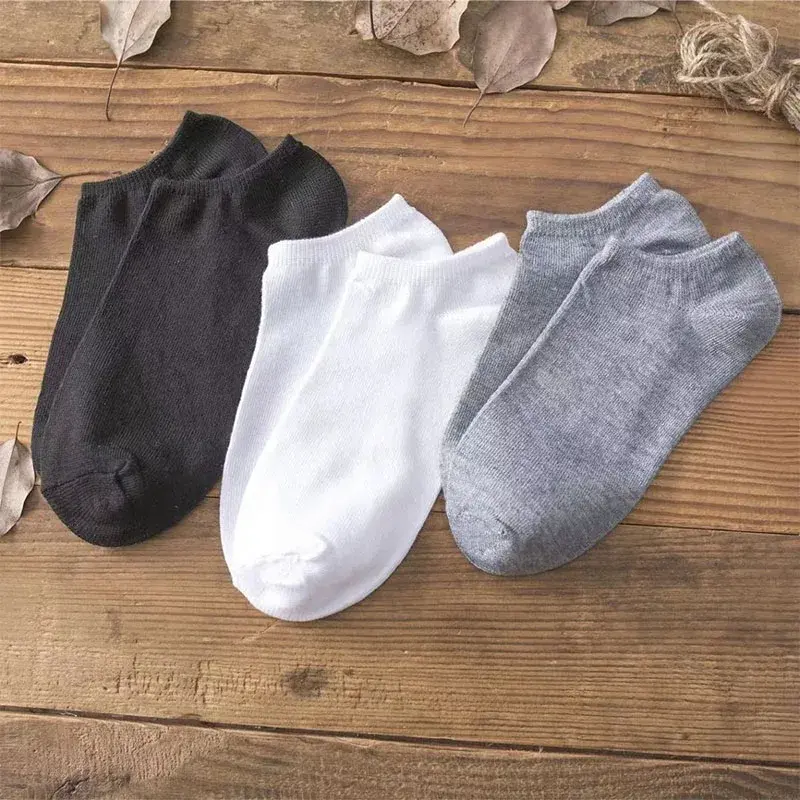 Chaussettes de dehors Respirantes en Coton pour Femme, Couleur Unie, Bateau, Confortables, Blanches et Noires, 10 Paires