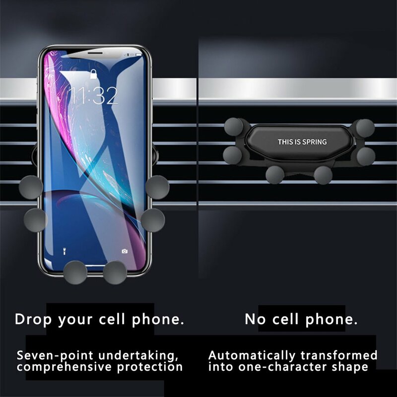 New Non-Slip Automatic Grip Car Super Stability Phone Holder Stand Vent Gravity Bracket Silver Red Black TPU ABS Phone Holder