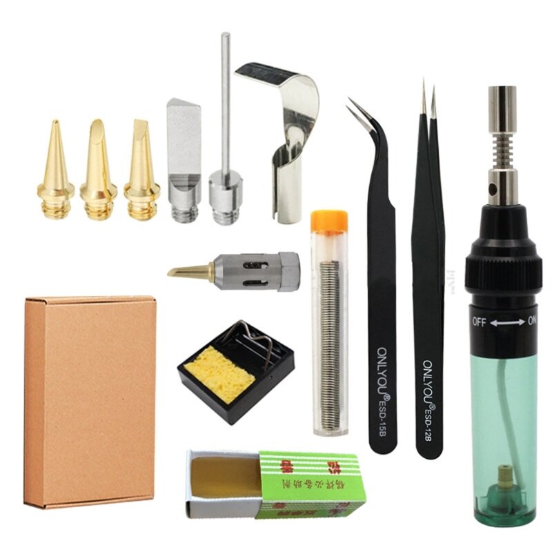 14x Multifunction Gas Soldering Iron Wireless Portable Butanes Torch Welding Pen