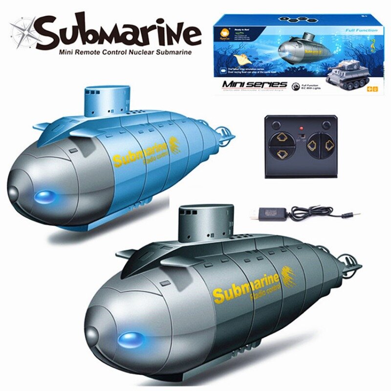 Mini submarino de carregamento com controle remoto para crianças, submarino nuclear, barco elétrico, lancha sem fio, modelo de brinquedo, 6-Way