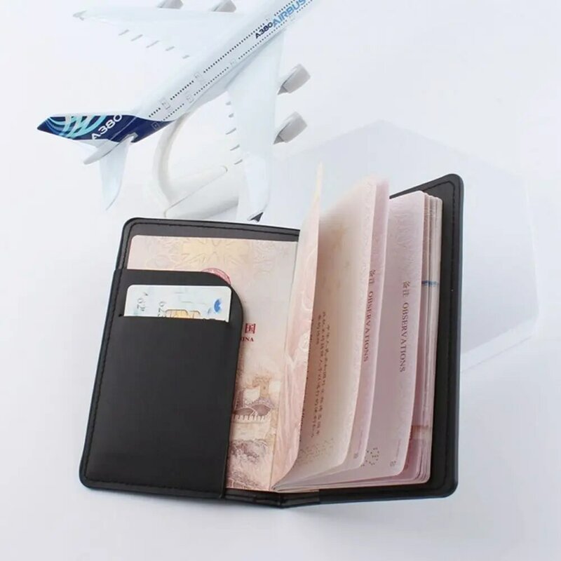 Bolsa de almacenamiento con certificado de cuero PU para avión, funda protectora para pasaporte, soporte para pasaporte, accesorios de viaje, estuche para tarjetas de PU