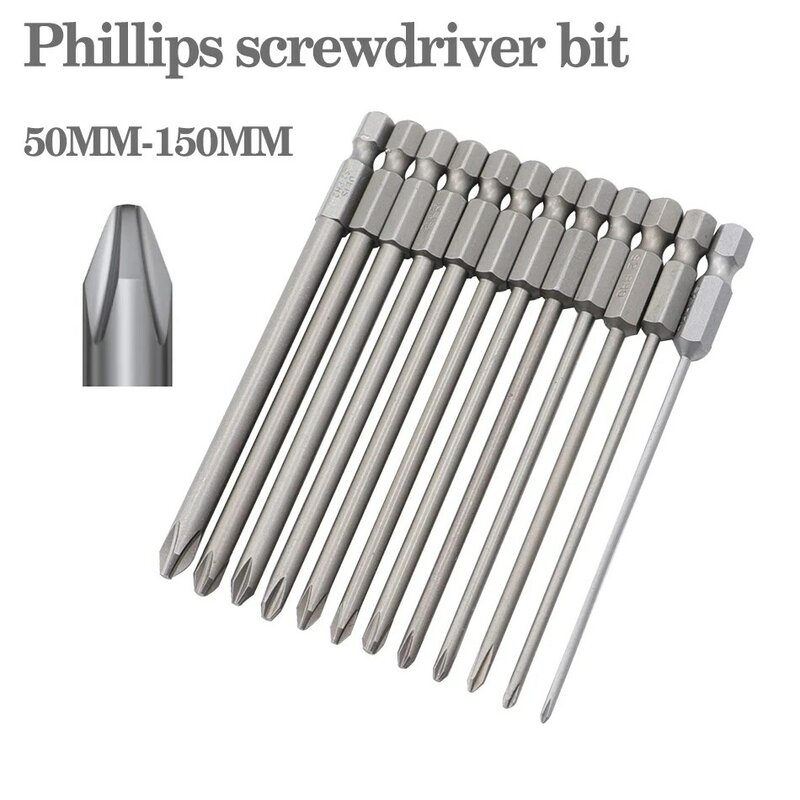 12pcs/15pcs 50mm 75mm 100mm 150mm Phillips screwdriver bit S2 alloy steel with magnetic screwdriver bit PH0 PH1 PH2