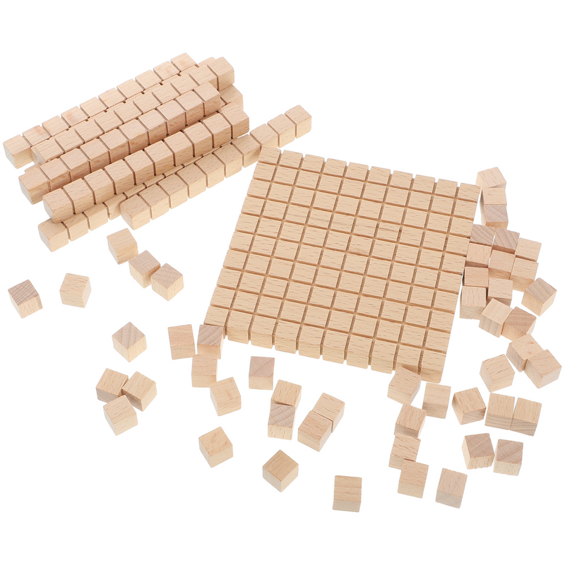 61 buah perlengkapan belajar matematika alat bantu mengajar Model blok bangunan matematika anak manipulasi kayu untuk anak-anak