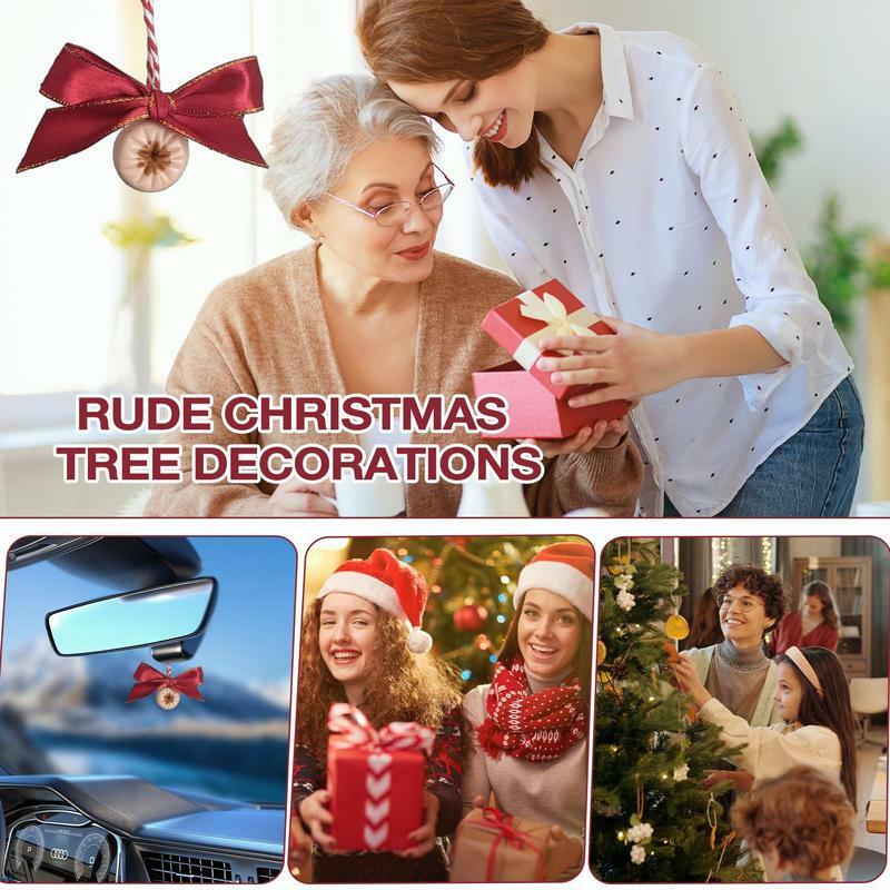 お急ぎください、茶色のお土産の木のペンダント、窓のクリスマスの装飾、木の手すり