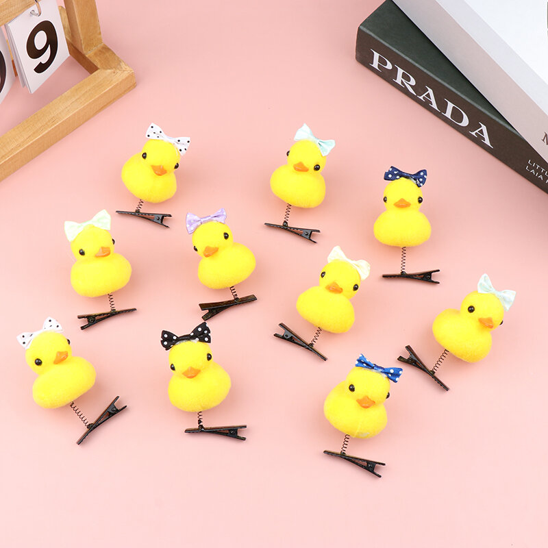 Clip de pelo de felpa de pato amarillo 3D para niños, dibujos animados bonitos y divertidos, Clip de pico de pato Animal de moda, accesorios para la cabeza, 1 Pc