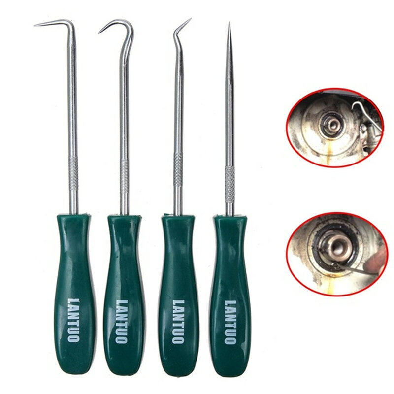 4Pcs Pick and Hook Set with Non-Slip Handle Oil Seal Screwdriver to Remove Small Fuses Wire Plugs and O Rings