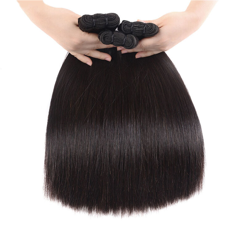 Bundel rambut ditarik Super ganda lurus bundel rambut manusia 1 buah/lot jahit dalam ekstensi rambut warna alami 6-18 inci