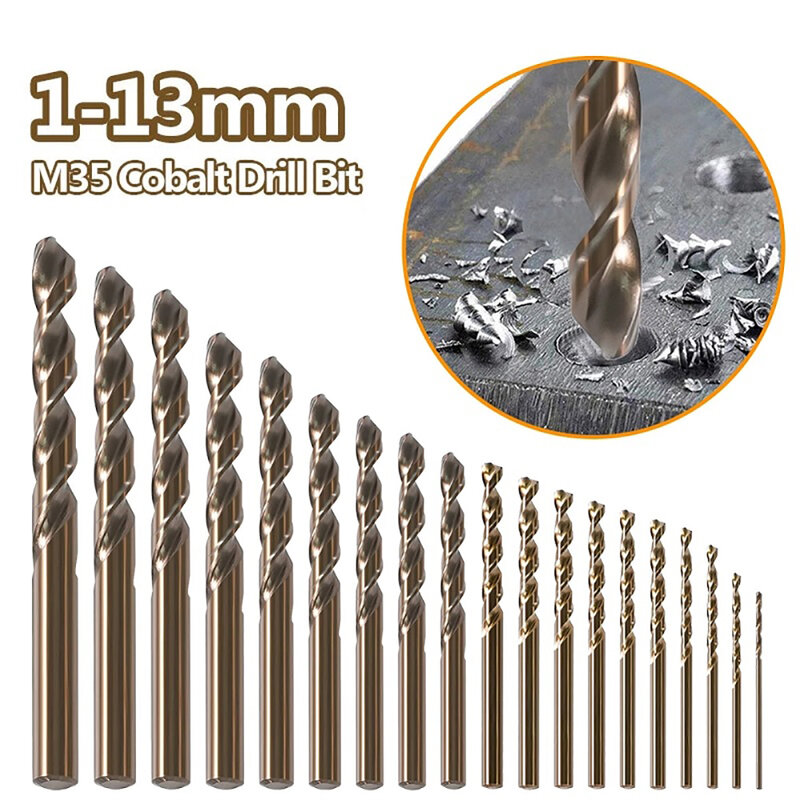 1pc HSS M35 Cobalt Coated Drill Bits 1mm-13mm Round Shank Drill Bit Hole Cutter For Stainless Steel Drilling Metalworking