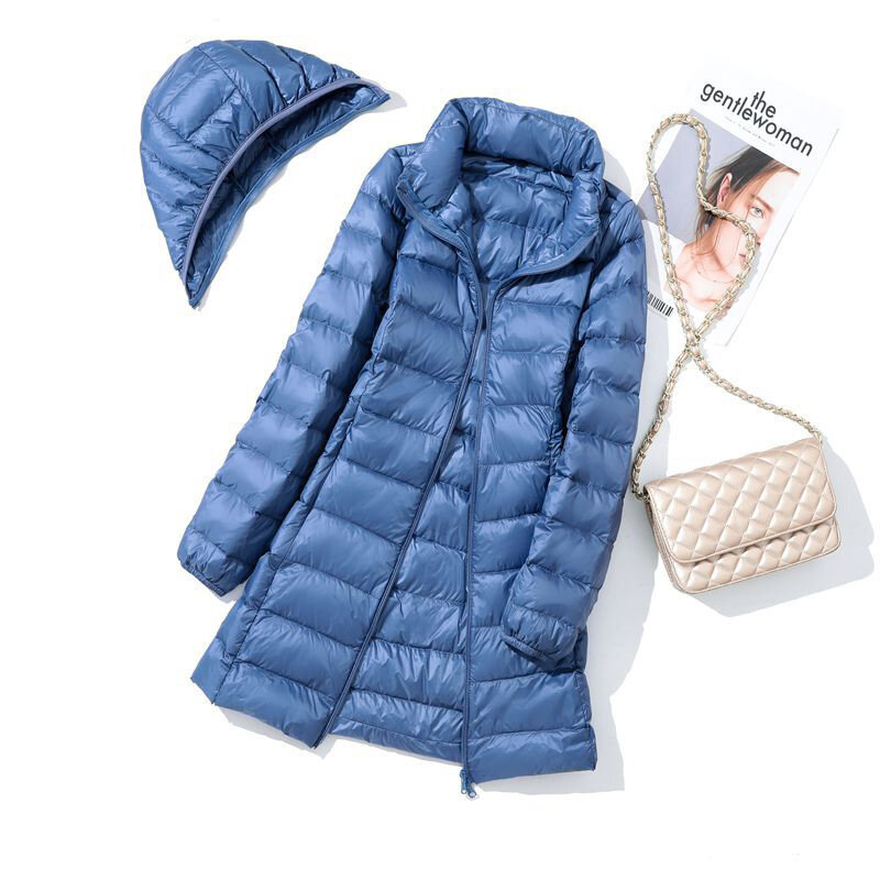 Women Hood Detachable Puffer Jackets 2023 New Autumn Winter Portable Hooded Duck Down Coat Double Zipper Windproof Parkas 7XL