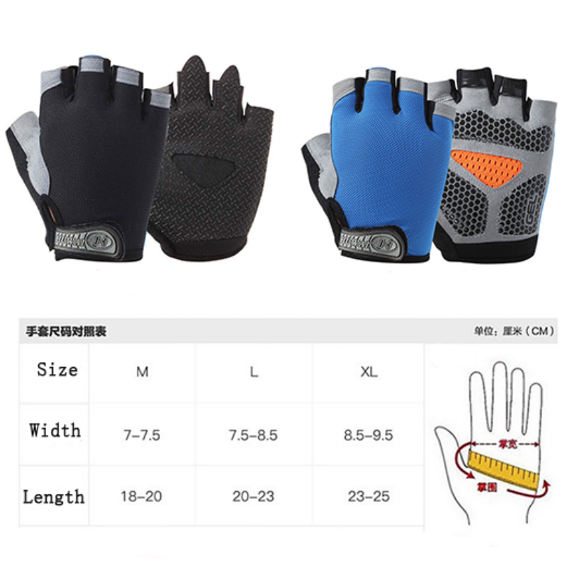 Luvas antiderrapantes e anti-meio dedo para homens e mulheres, elásticas e respiráveis, para motocicleta, ciclismo, fitness e ciclismo