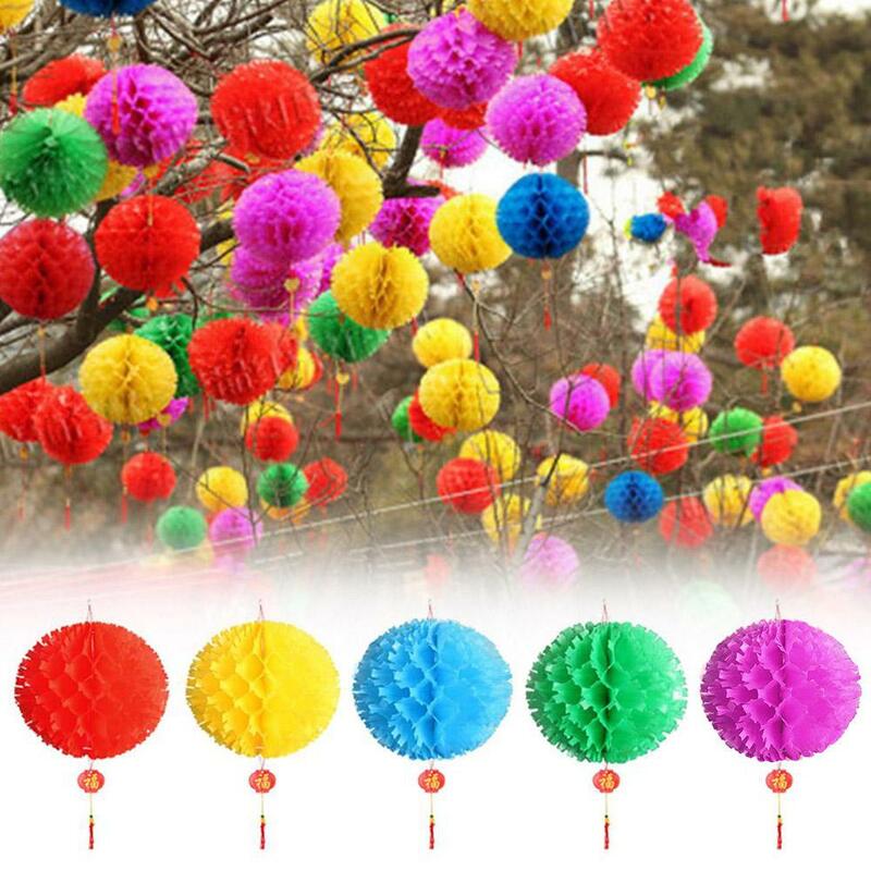 Bunte Papier laternen verziert für Frühlings fest für 2024 chinesische Neujahrs dekoration hängen wasserdichte Festival laterne u3g2
