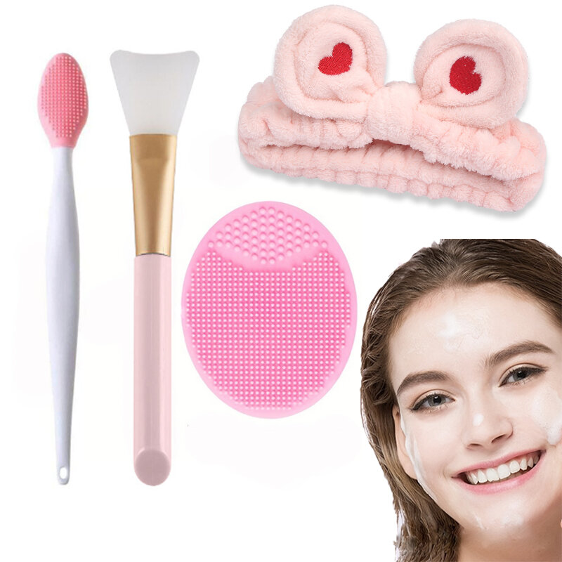 Conjunto de accesorios para el cabello para mujer y niña, pulsera absorbente para lavado de cara, banda para el pelo de lana de Coral, puños impermeables, 4 Uds.