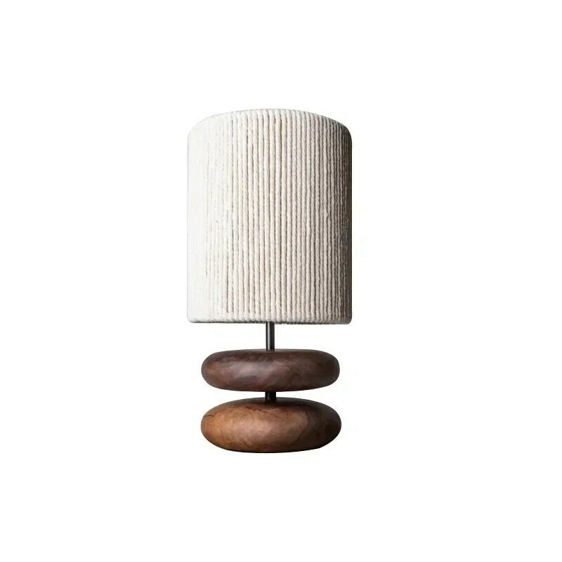 Japońska lampa z litego drewniane biurko Wabi-Sabi kreatywna lampka biurkowa w kolorze drewna orzechowego do salonu do sypialni nocna atmosfera