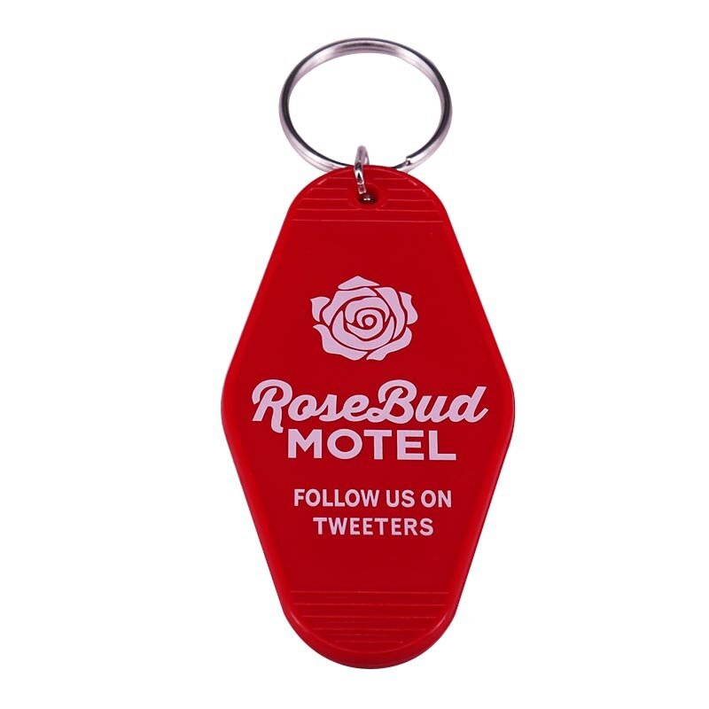 Rosebud Motel Badge Key Chain Fashionable Jewelry Accessories Animation Lovers Send Gifts to Each Other on Holidays
