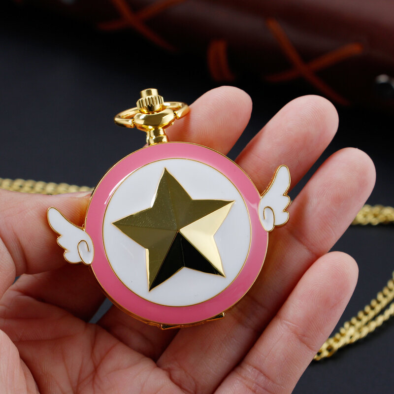 Moda Sakura zegarek kieszonkowy kreskówka Anime naszyjnik damski zegarek kieszonkowy zegarki Poket Fob prezent Dropshipping