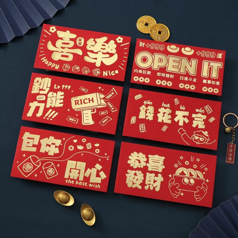 Tas uang keberuntungan amplop merah harapan terbaik paket Tahun Baru 2024 tas berkat baik keberuntungan pola naga tas uang pesta perayaan