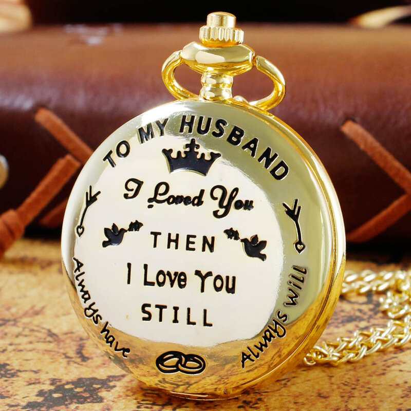 A mio marito orologio da tasca al quarzo ciondolo Vintage catena tascabile numeri romani quadrante orologio regalo di compleanno anniversario maschile