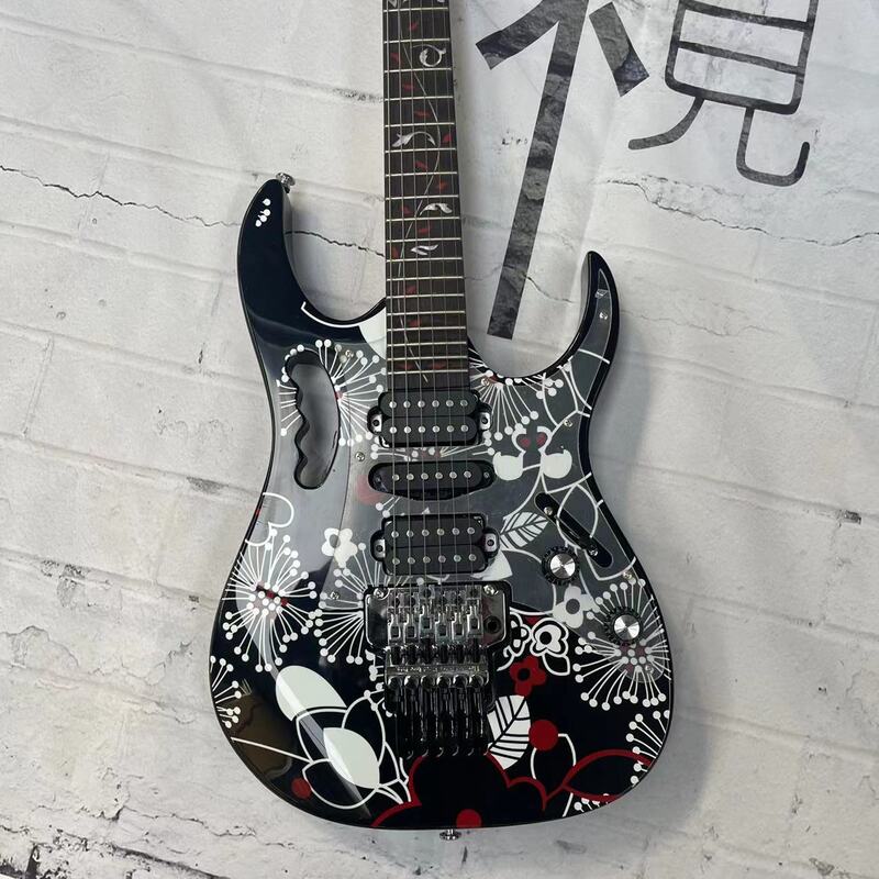 Ręcznie malowana, dzielona, 6-strunowa gitara elektryczna, ręcznie malowany korpus, podstrunnica klonowa, klonowa gąsienica, fabryczne zdjęcie wybrane pi