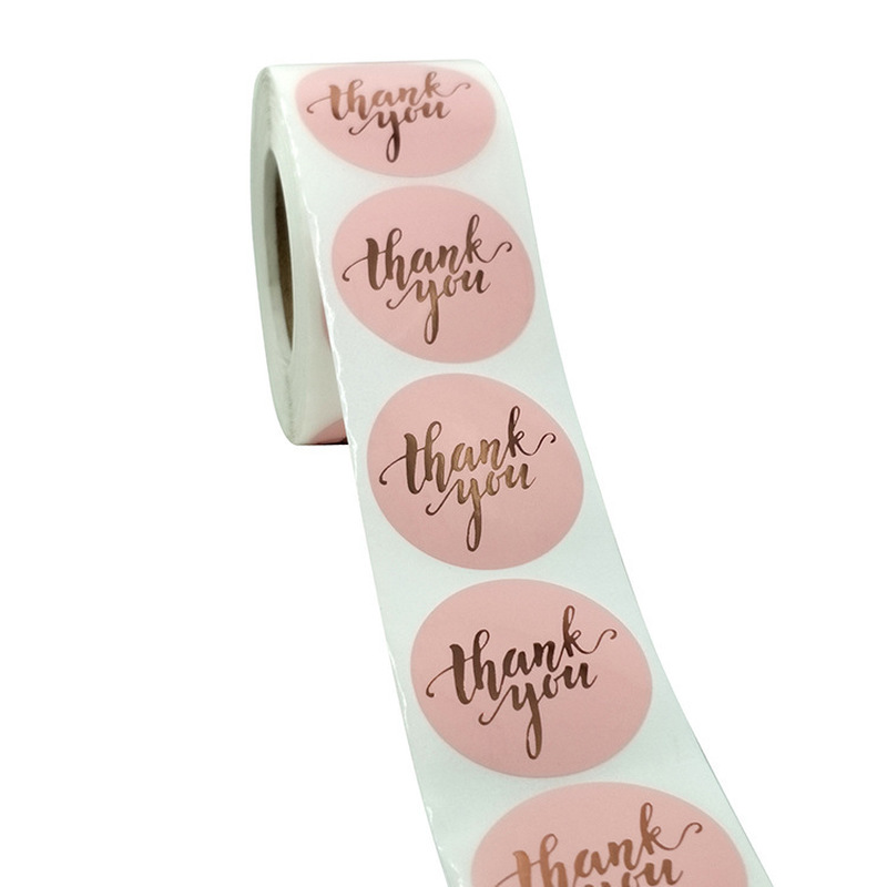 500 Buah Label Bulat Kertas Kraft Stiker Terima Kasih Tas Permen Tas Bunga Kotak Hadiah Kotak Kue dan Stiker Pernikahan Kemasan