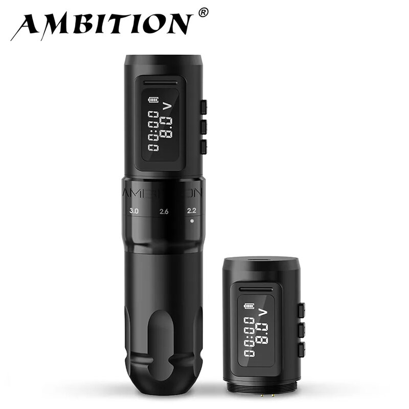 Ambition MARS-U Professional Wireless Tattoo Machine Pen corsa regolabile 2-4mm cartuccia 1800mAh Coreless Motor Tattoo Artists