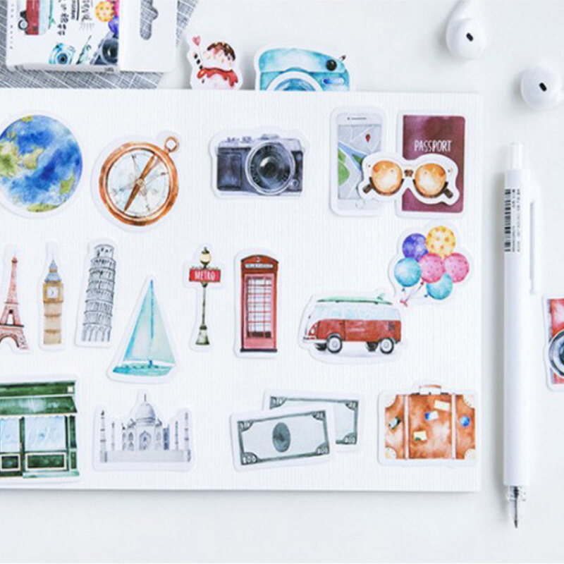 Etiqueta de papel artesanal bonito, selagem DIY, decorativo mão conta adesivo, papelaria, diário de viagem de uma pessoa, 46pcs por caixa