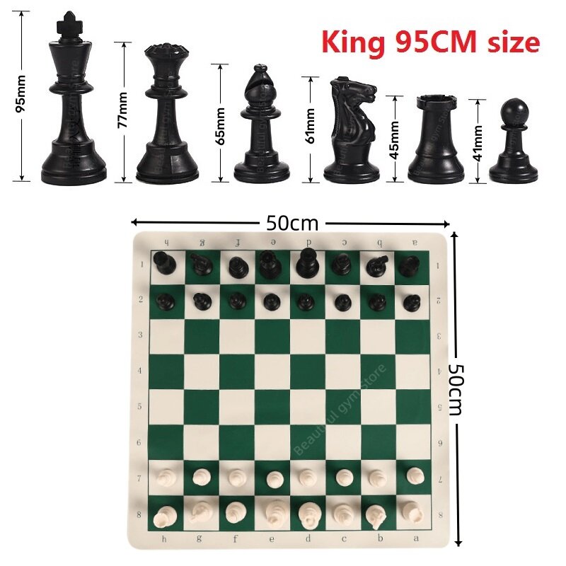 Piezas de ajedrez de plástico para niños y adultos, juguete intelectual de 65/75/95mm, juego de campeonato