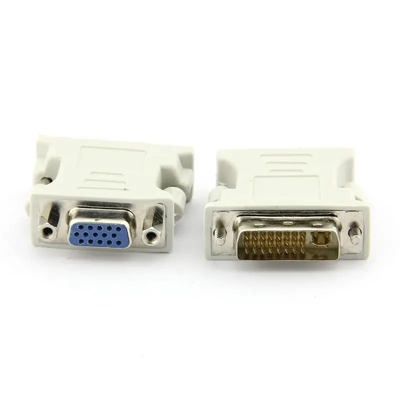 Adaptador de enchufe DVI D macho a VGA hembra, convertidor VGA a DVI/24 + 5 pines macho a VGA hembra
