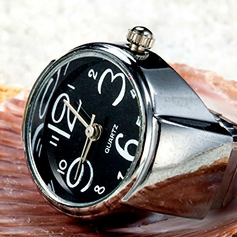 Finger Watch for Men Mini Adjustable Elastic Strap Quartz Movement Jewelry Clock Wristwatch Women Finger Watch