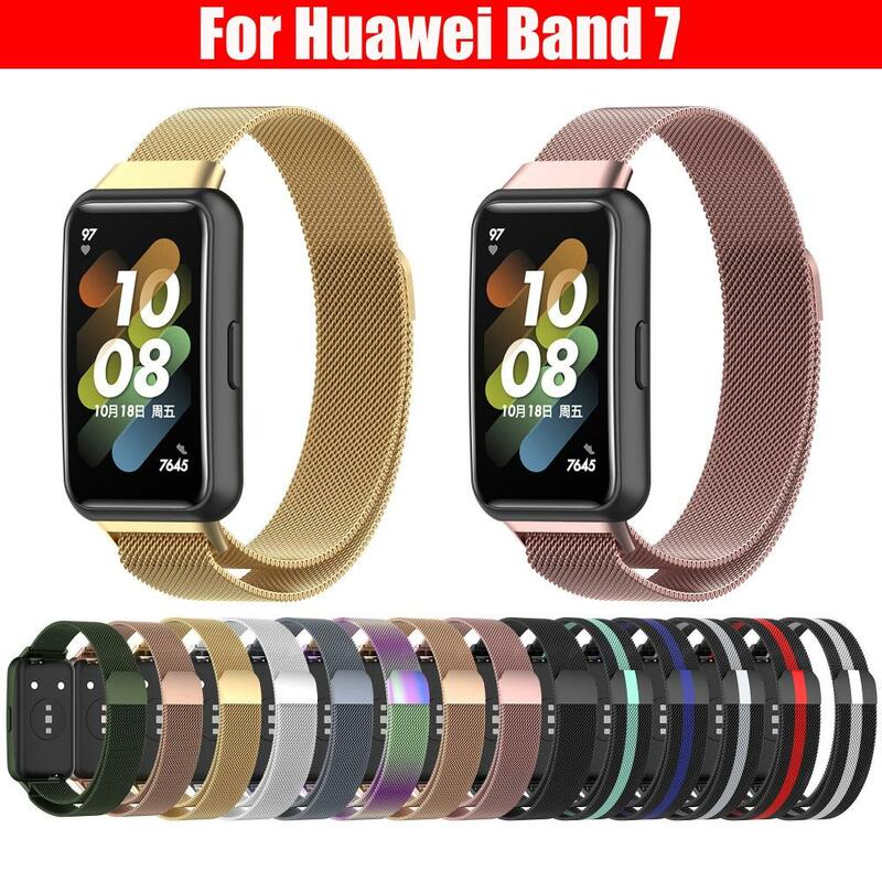 Huawei Band 7用の金属製時計ブレスレット,スペアブレスレット,ステンレススチール