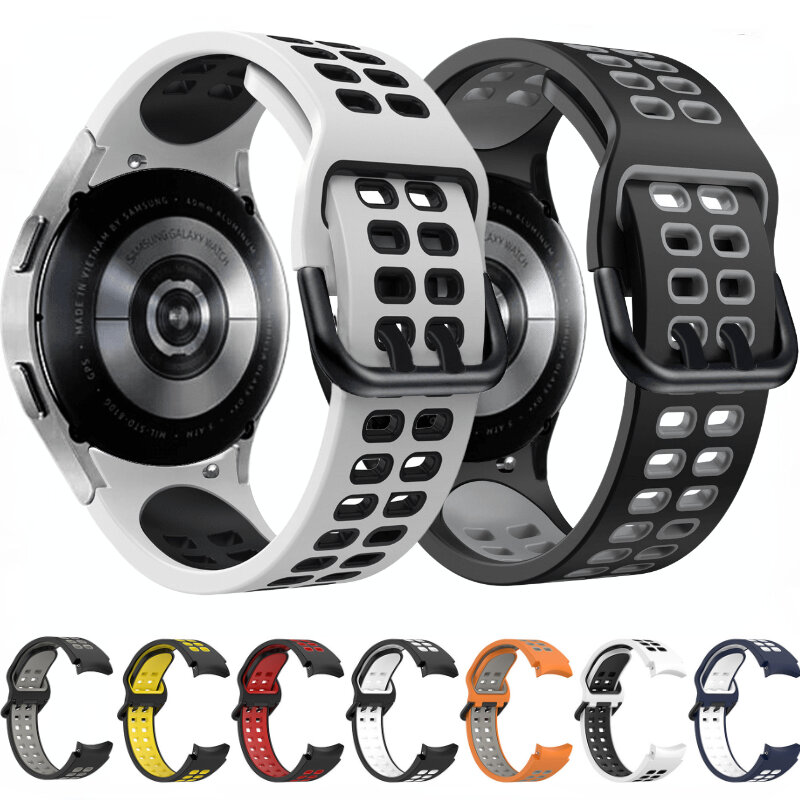 Correa de silicona para Samsung Galaxy watch 4 5 6 40mm 44mm pro 45mm, pulsera deportiva transpirable para watch 6 4 Classic 47mm 43mm 46mm